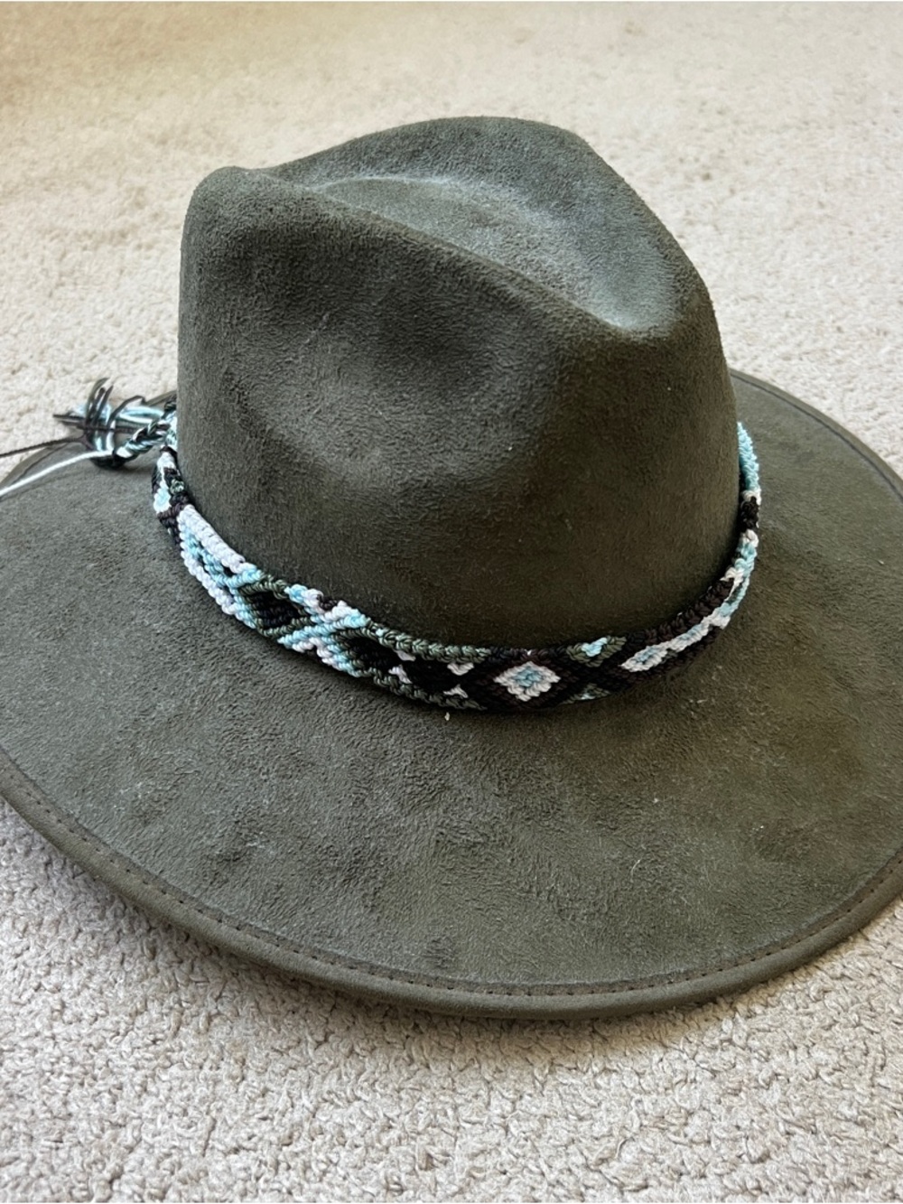 Green suede hat